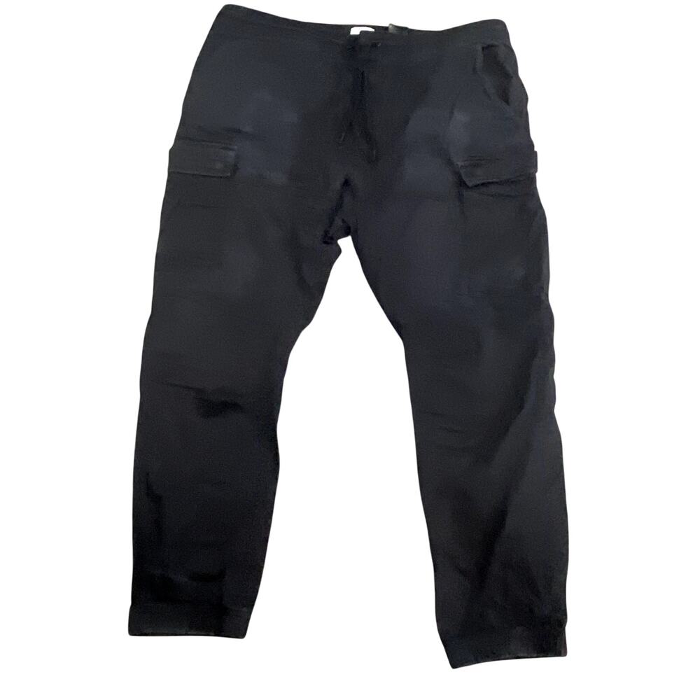 H&M Relaxed Fit Cargo Joggers Black Men's L - Cuffed Ankle & Utility Pockets